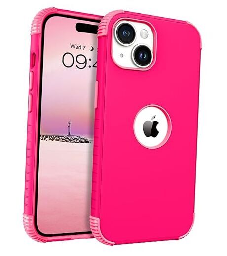 for iPhone 15 Case, Phone Case iPhone 15, Heavy Duty 2 in 1 Full T855-Hot Pink-image