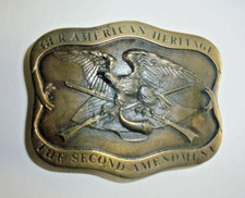 OUR AMERICAN HERITAGE SECOND AMENDMENT Belt Buckle-Vintage Indiana Metal Craft