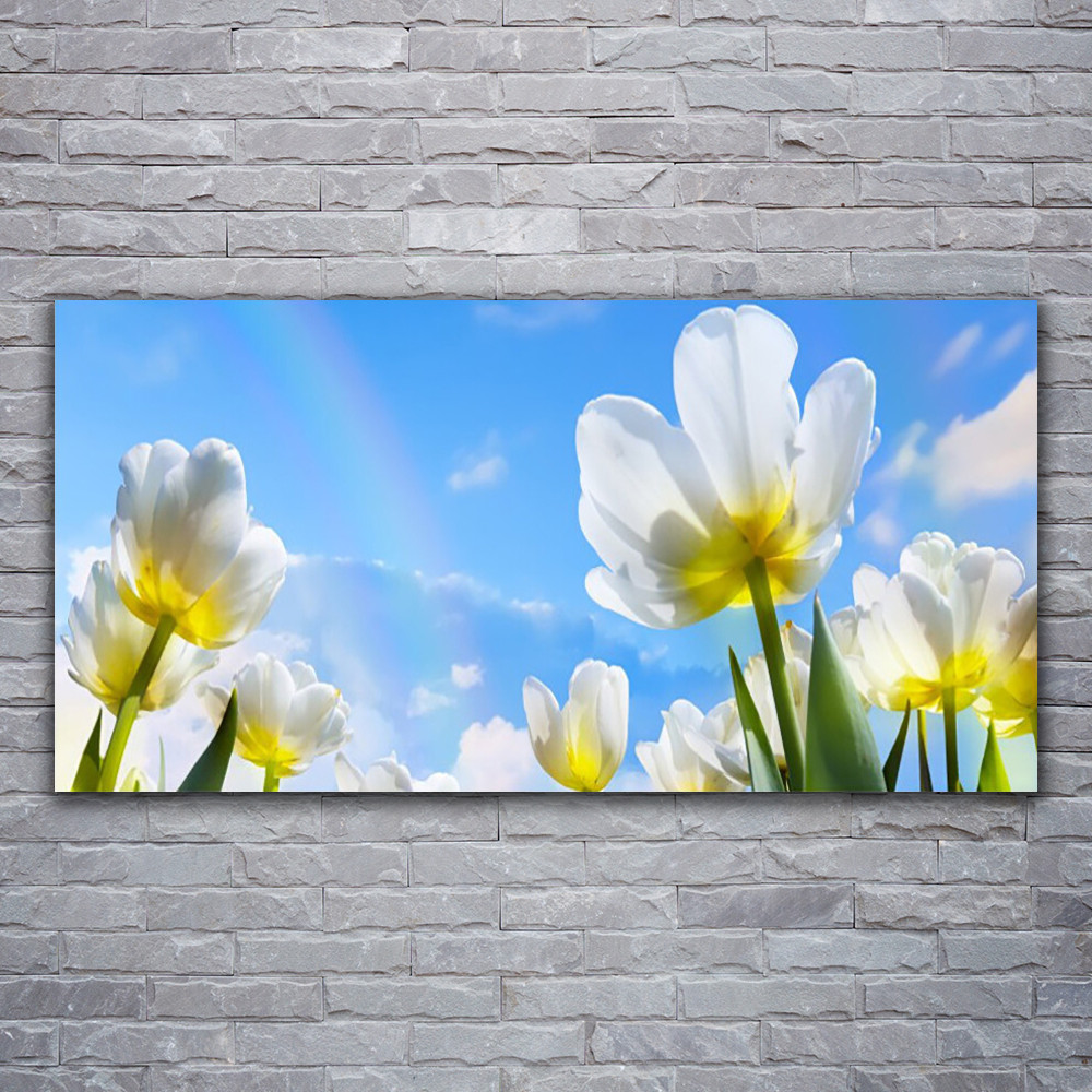 Tableau fleurs acrylique 120x60 pour mur vide sans éclat