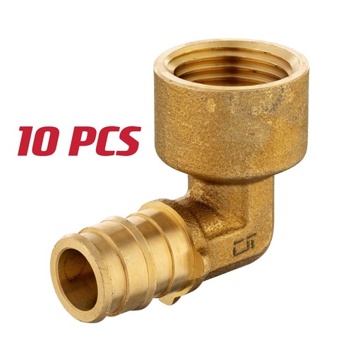EFIELD 10PCS Pex-A Pipe 1/2"x1/2" Female NPT Elbow Expansion Brass Fittings