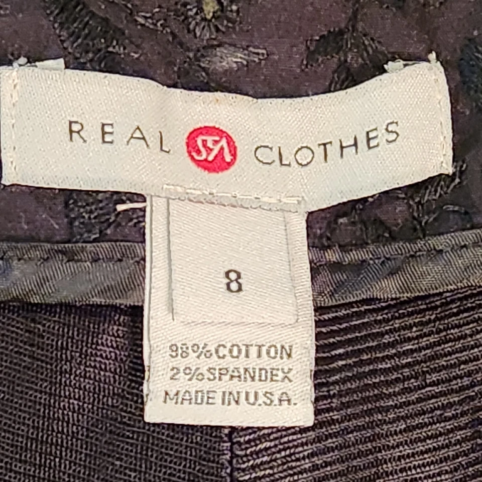 Real Clothes Saks Fifth Ave Pants Womens Size 8 Black Embroidered Eyelet Crop - Image 3 of 4