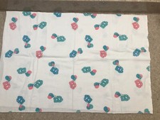 Vintage 1980's Care Bear Cotton Flannel Baby Receiving Blanket 29" X 39"