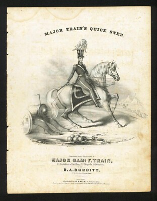 1842 Major Train's Quick Step - B Burditt - Rare Original Sheet Music Lithograph