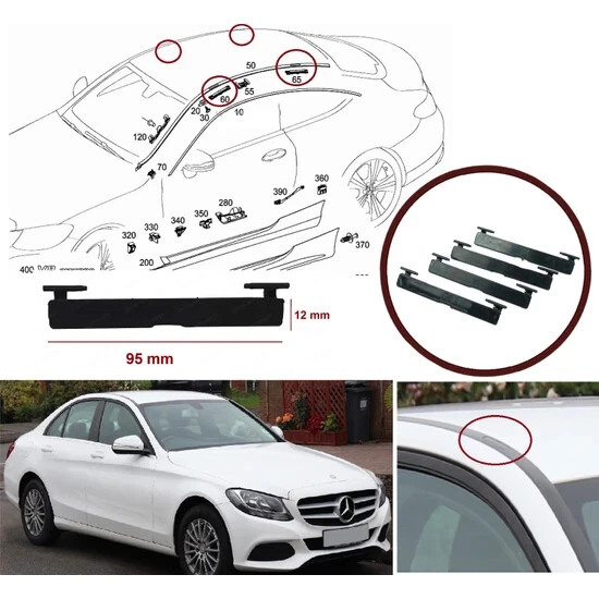 Tampa de bolsa porta moldura de teto 4 A2057504100 para Mercedes C W205 95*12 mm - Imagem 2 de 4