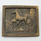 ⭐️ Vintage 1977 Horse Stallion Cowboy Western Men's Brass Belt Buckle - Adezy