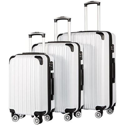 Coolife Luggage Expandable 3 Piece Sets PC+ABS Spinner Suitcase 20