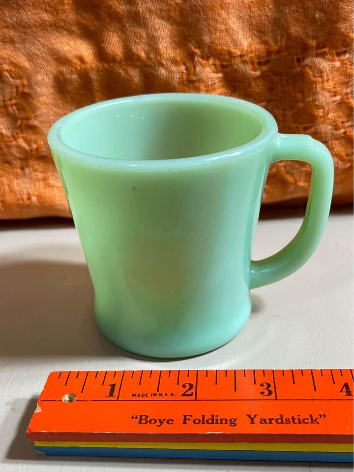 Fire-King - Fire King JADE-ITE D-Handle Mug 56-60s ⑤ RARE Vintage Fire King Jadeite flat bottom D Handle Mug