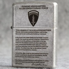 Zippo lighter 121FB Antique Silver Custom Design/ Eisenhower Declaration New
