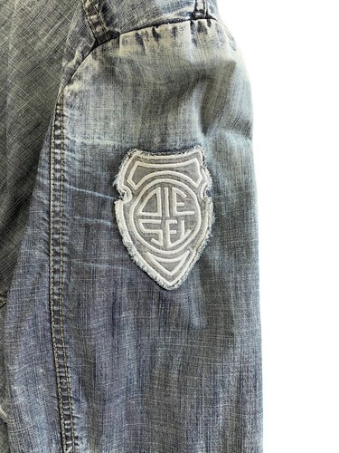 Diesel GENTA Denim Coat MA600 Military Mid Length Button Blue Men's Size XL VGC - Picture 11 of 19