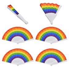 6 Pack Pride Rainbow LGBT Fan Plastic Folding Fan Gay Pride LGBT Fans for EDM...