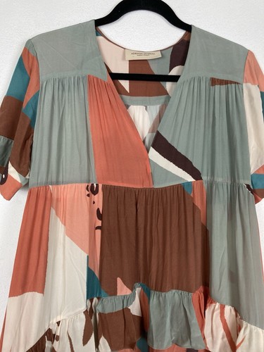 Adriana Degreas 100% Silk V-Neck Short Sleeve Tiered Maxi Dress Size Small S - Picture 6 of 15