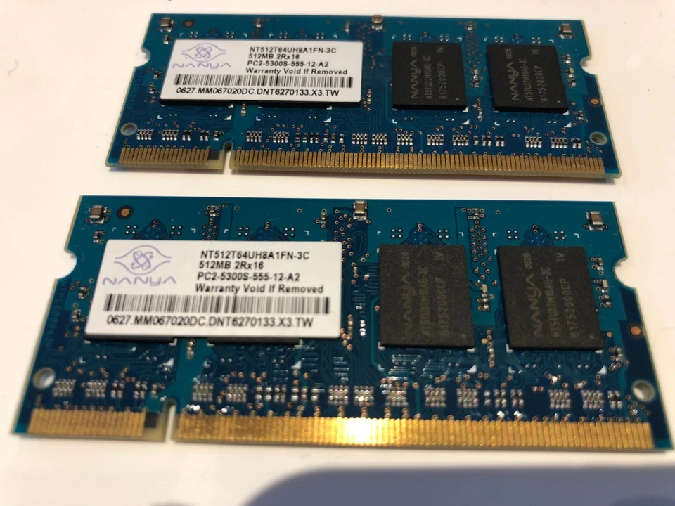Nanya 1gb Laptop RAM (2 x 512mb 2Rx16 PC2-5300s-555-12-A2) - Image 2 of 4