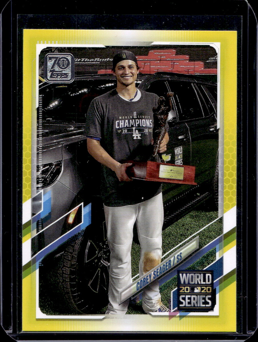 Corey Seager 2021 Topps Baseball - Yellow #198 - Los Angeles Dodgers