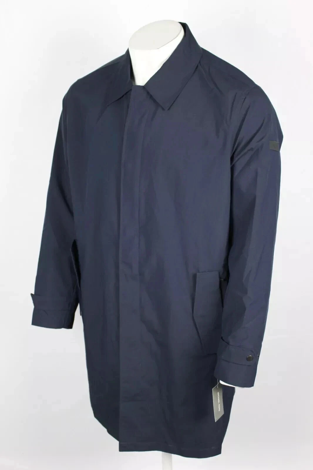 Giacca lunga Michael Kors uomo vestibilità classica foderata impermeabile trench blu navy