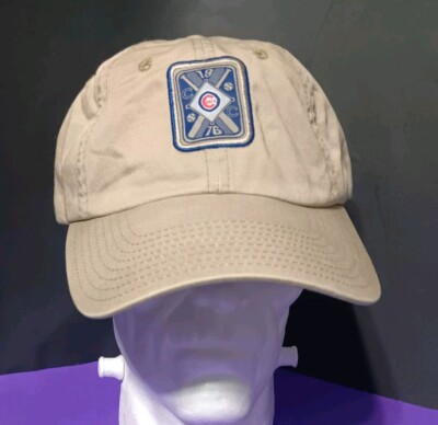 American Needle Beige 1876 Chicago Cubs Strap Back Embroidered Patch Hat MLB 