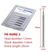 FG-SURG-3 Dental Carbide Round Burs for High Speed Handpiece 1.2mm*25mm USA