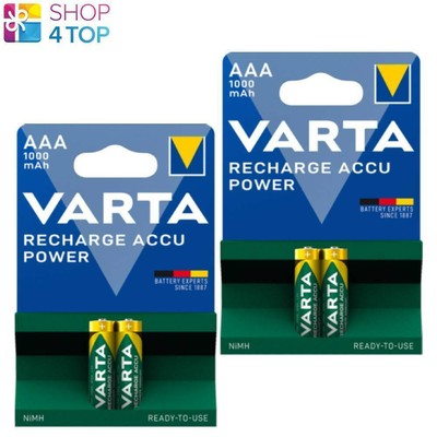4 VARTA RECHARGE ACCU POWER AAA BATTERIES LR03 1000mAh NiMH 2BL 1.2V HR03 NEW