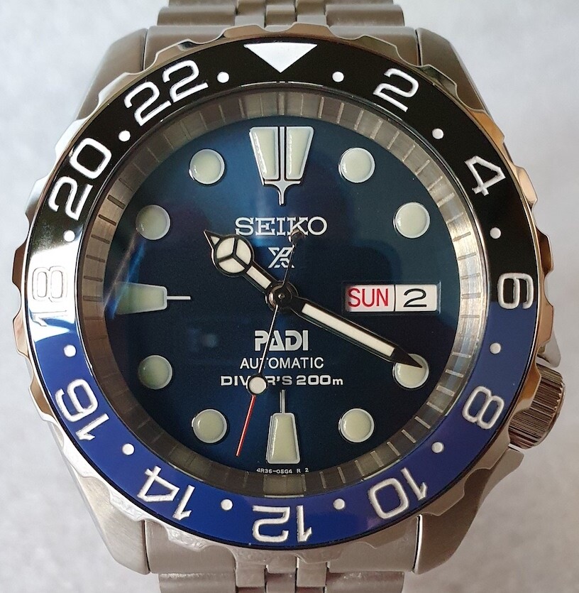 Montre SKX007 Mod Batman v4 automatique acier avec bracelet Jubilee haut de gamme