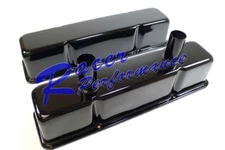 Circle Track Small Block Chevy SBC Black Tall Valve Covers 305-327-350 Dirt Tube