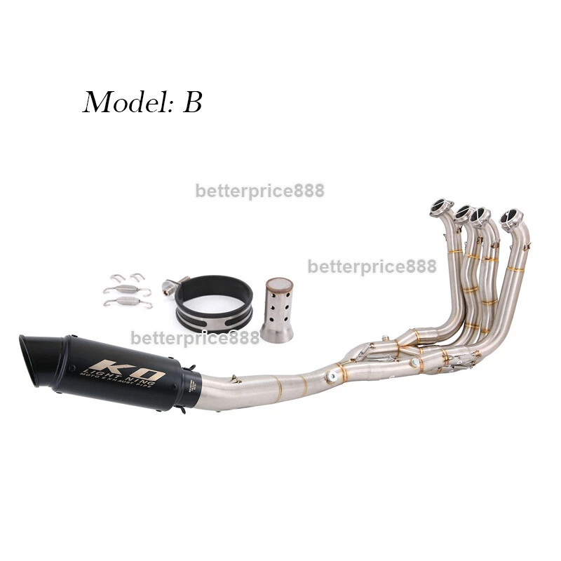 For BMW S1000RR S1000R Full Exhaust System Link Pipe Headers With Muffler Tips - Image 3 of 4