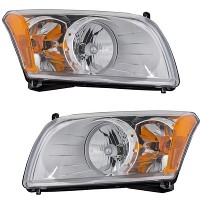 Front Headlights Headlamps Lights Lamps LH & RH Pair Set for 07-12 Dodge Caliber
