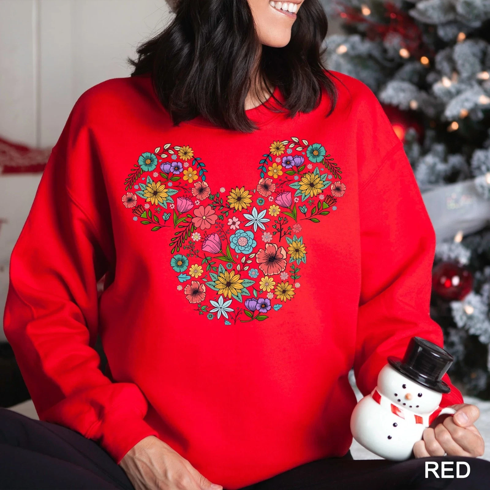 Disney Floral Mickey Head Sweatshirt