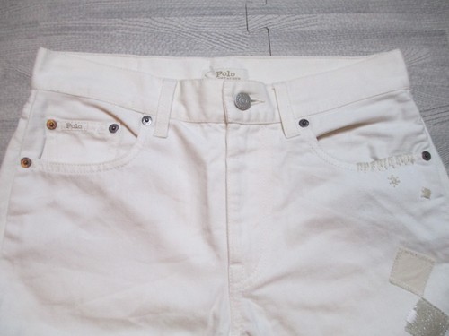 Polo Ralph Lauren Jeans donna taglia 25R panna Avery ragazzo toppa ricamata - Foto 2 di 20