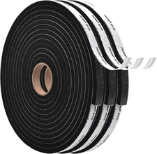 3 Pack 50 Feet Rubber Weather Stripping Door Seal Strip, Self-Adhesive Backing "