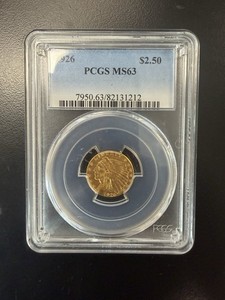1926 $2.50 Indian Head Gold Quarter Eagle PCGS MS63 Choice BU Certified