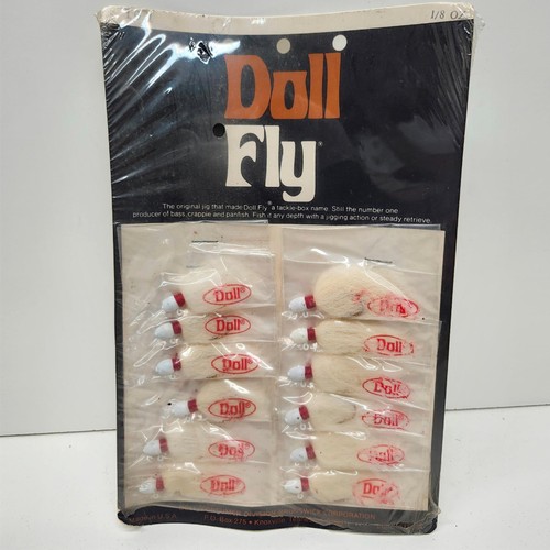 Bambola Fly Jig Bass Crappie Panfish Esche da Pesca Dealer Card 12Pk Bianco 101 1/8oz