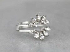 Wickelring 1,0 kt Rundschliff kreiert Diamant Verstärker floral 14 kt Weißgold-Finish