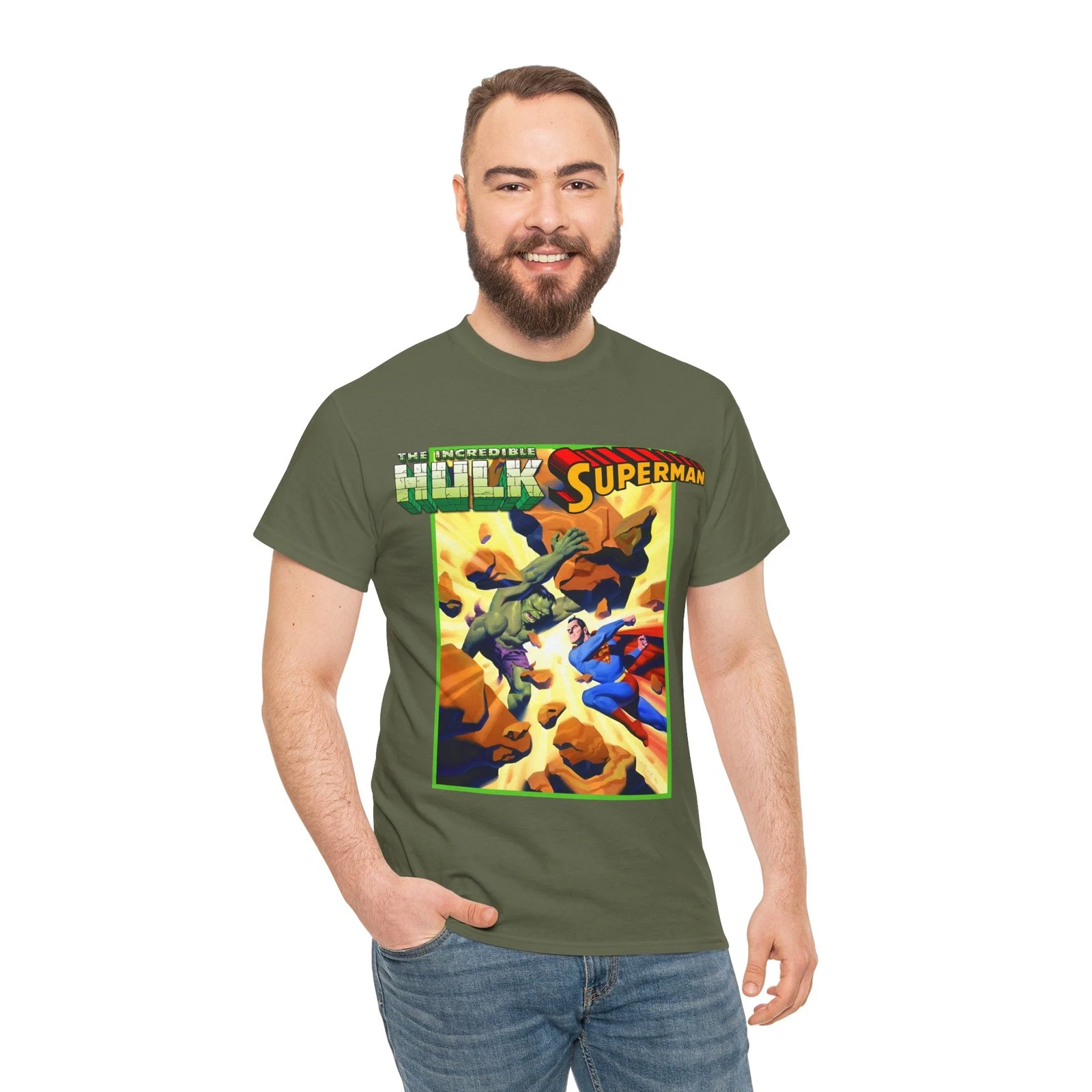 Hulk Vs Superman T-Shirt - Steve Rude Art - DC Comics & Marvel 90s Crossover