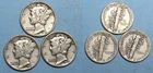 SILVER! SILVER! SILVER! 1941 42 43 MERCURY DIMES LOT 3 COINS #MX2-135