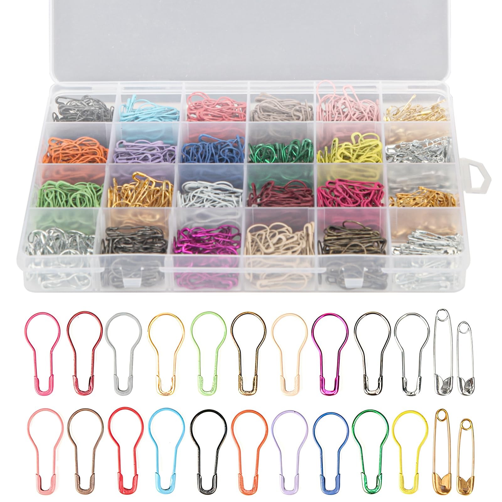 24 Colors 1200 Pieces Knitting Stitch Markers for Knitting Markers - Metal St...
