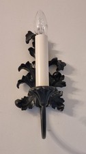 Unusual Design Candlestick Single-Bulb Wall Light in Dark Brown & Ivory 31cm/12"