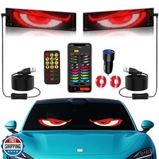 2PCS 3.6"x14.7" Devil Eyes Light Sign for Cars, Led Eyes Animated for Car Tru
