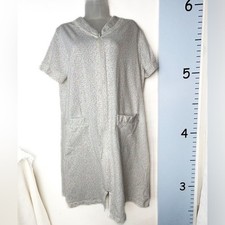 Miss Elaine White Floral Full Zip Nightgown Pajama Robe Small