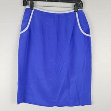 Vintage Talbots Size 8 Blue Pencil Skirt 100 Silk Office Retro Mod Bright Y2K