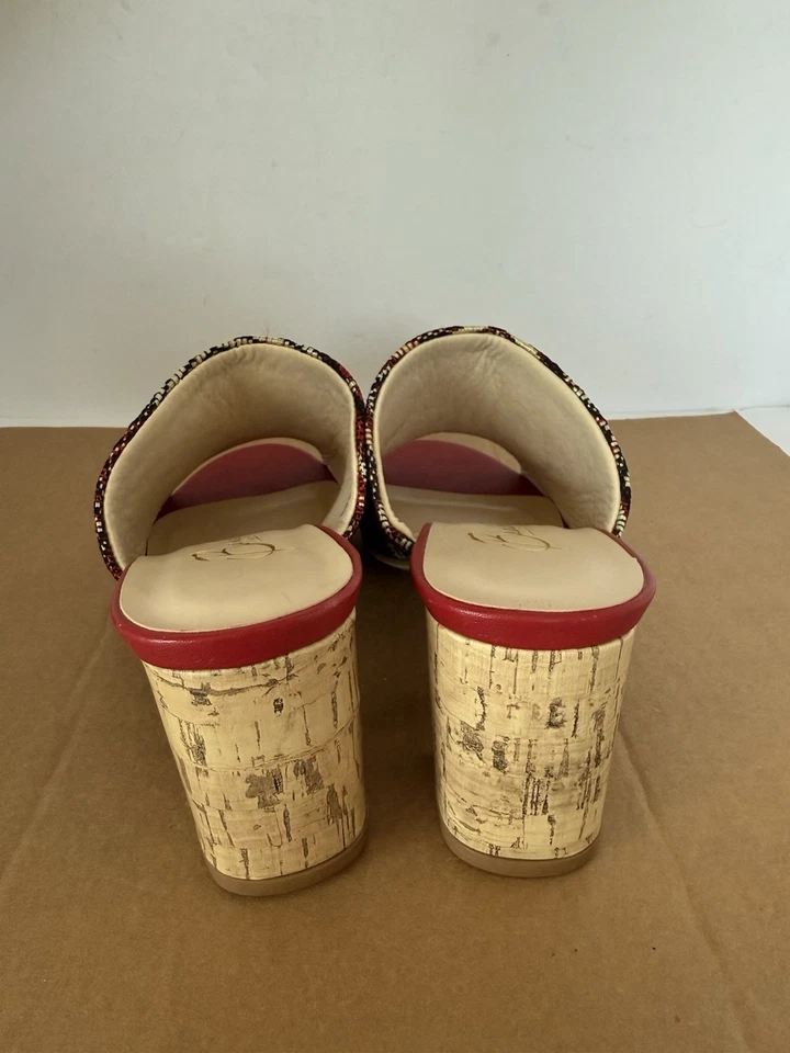 BEAACON womens sandals shoe size 9 m red multi color mule 2.5 in block heel NEW - Image 4 of 4