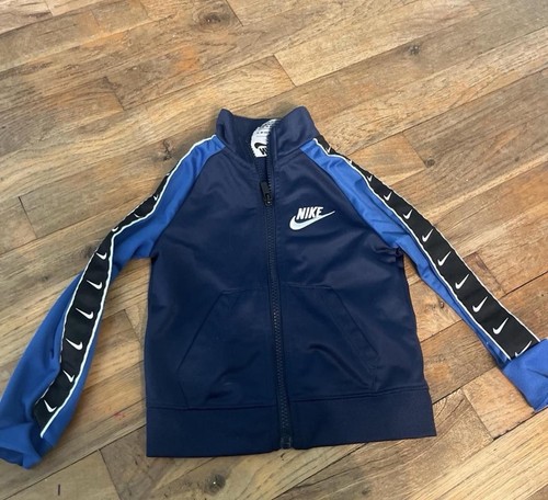 Nike Boys Blue Track Jacket Full Zip Pockets Polyester Knit Solid 2T