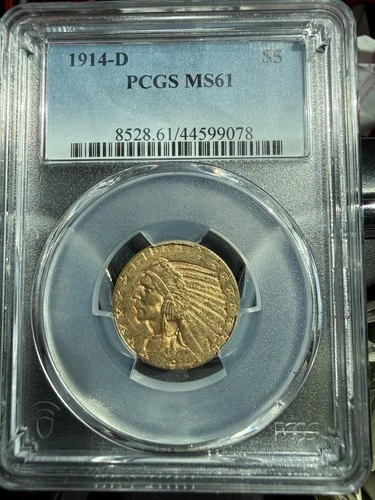 1914-D $5 Gold Indian Head PCGS MS61