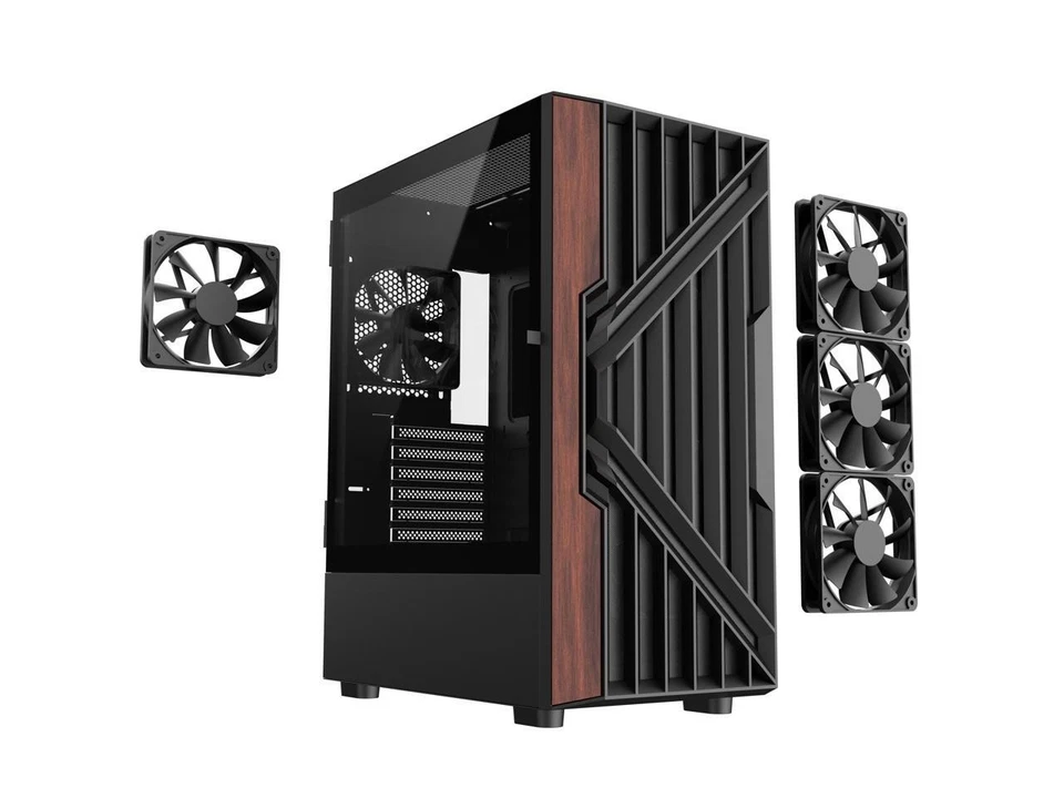 DIYPC DIY-G18-WD Black USB3.0 /Type C ATX Mid Tower Gaming Computer Case w/ - Image 2 of 4