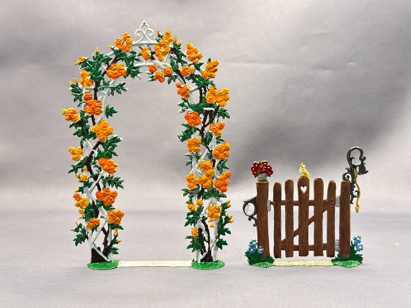Wilhelm  Schweizer Pewter  Garden Arbor and Garden Gate, Spring Flowers
