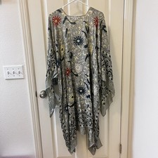Free People Magic Dance Moss Border Floral Boho Duster Kimono Women's One Size