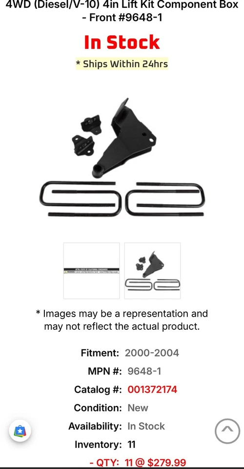 Kit de elevação Superlift 00-04 Ford F-250/F-350 SuperDuty 4WD 4 polegadas caixa de componentes frontal - Imagem 2 de 2