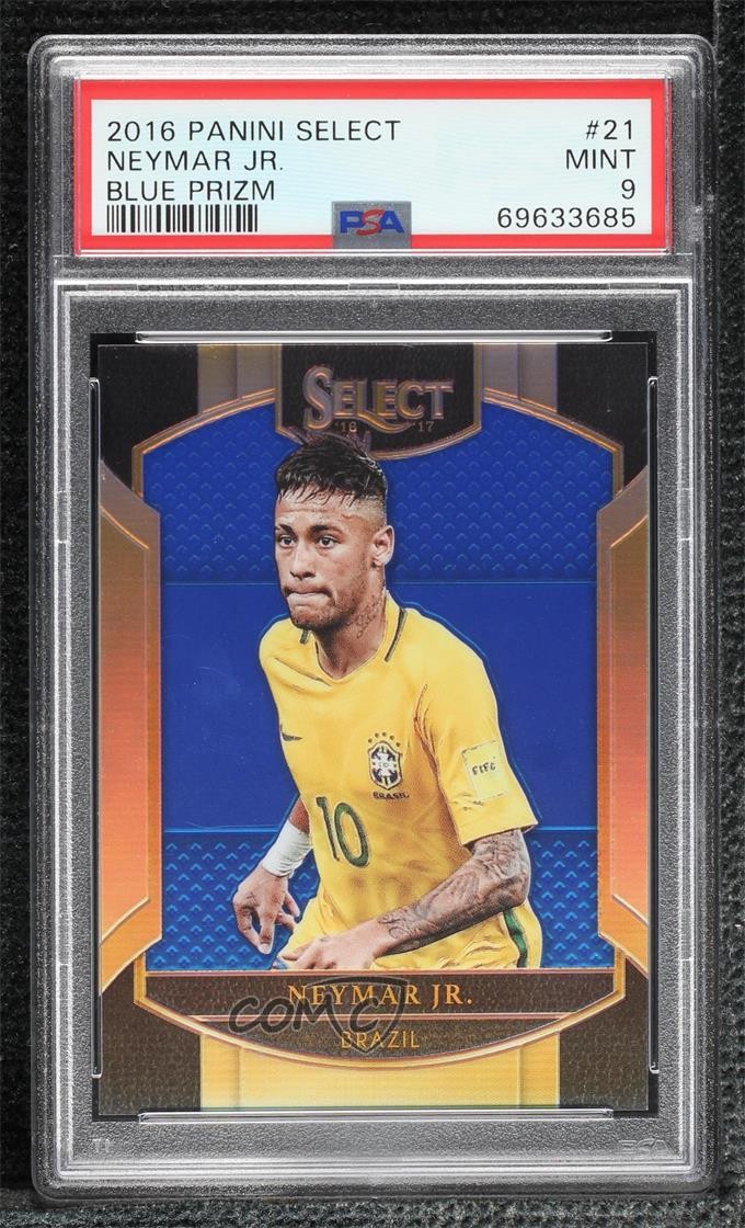 2016-17 Panini Select Terrace Blue Prizm 170/299 Neymar Jr #21 PSA 9 MINT 0x5w
