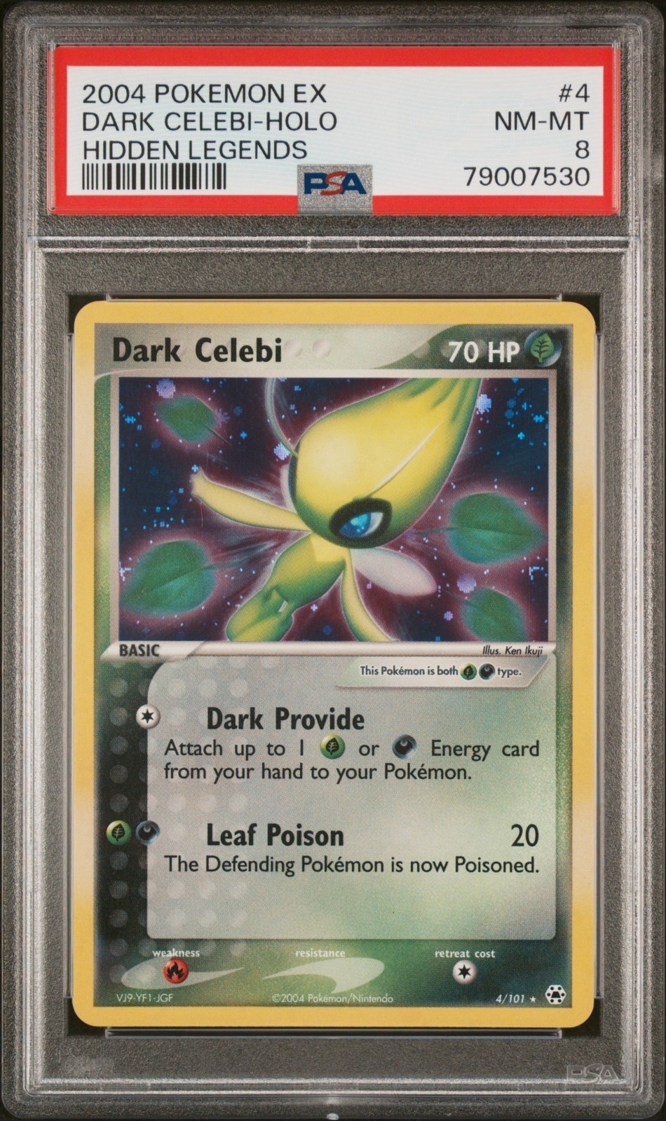 PSA 8 Dark Celebi Holo 4/101 EX Hidden Legends 2004 Pokemon Card