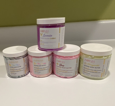 AMNH Aminnah Body Scrub & 4 Whipped Body Butters Set