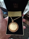 US Mint Coin Jewelry necklace Gold Plated Silver 1888 Morgan Dollar in box