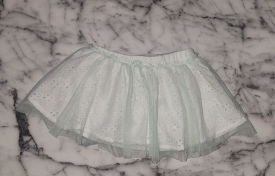 BB5-Nicole Miller Toddler Girl Skirt Green White Tulle Layered 12 Months